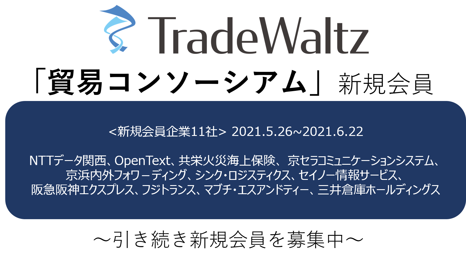 三井倉庫ホールディングスや共栄火災海上保険など新規企業が続々参加。 トレードワルツ社が事務局を務める「貿易コンソーシアム」、全51社まで拡大