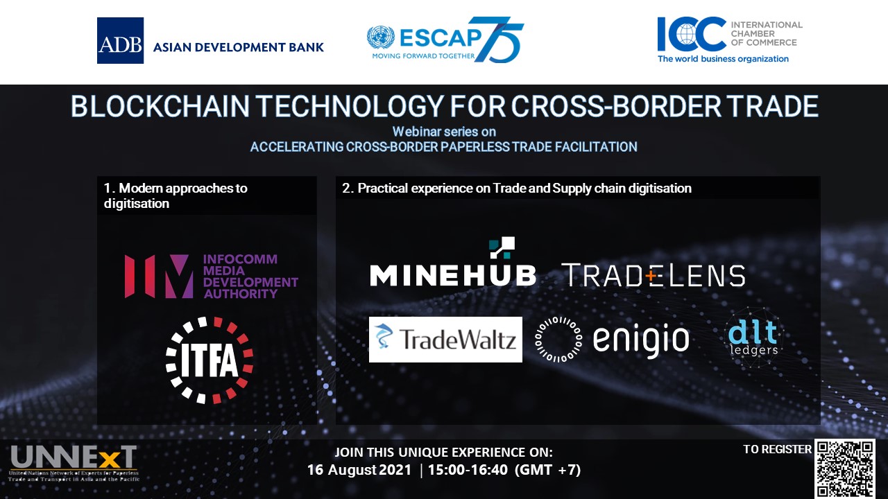 国連ESCAP等が主催する「国際貿易におけるブロックチェーン技術ウェビナー」に登壇しました。