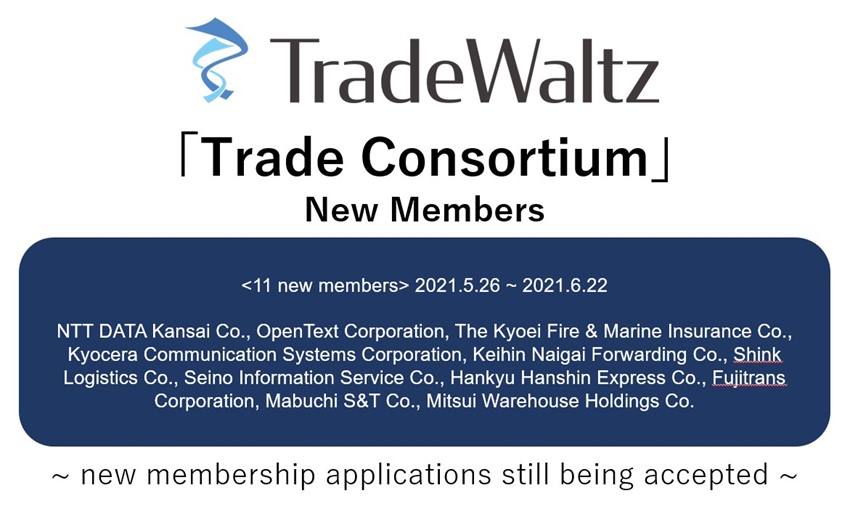 New Companies Keep Joining the Trade Consortium, Which Tradewaltz Inc. Serves as Secretariat, Such as Mitsui-Soko Holdings and Kyoei Fire & Marine Insurance Bringing the Total to 51 Companies.