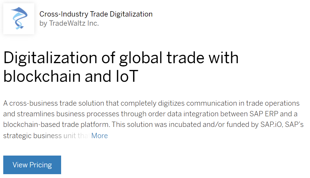 TradeWaltz Inc. was featured on SAP Store